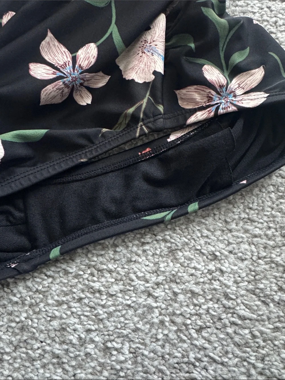 Shade & Shore Black Floral Swim Cover Set with Pink and Cream Blooms 2 pc set